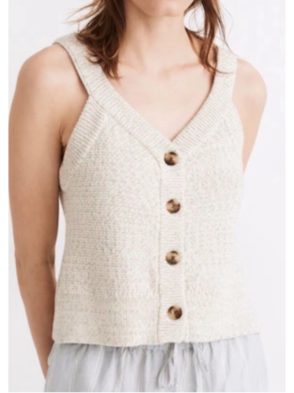 Madewell Marbled Wakefield Button Knit Sweater Tank Top Jumper Size Small